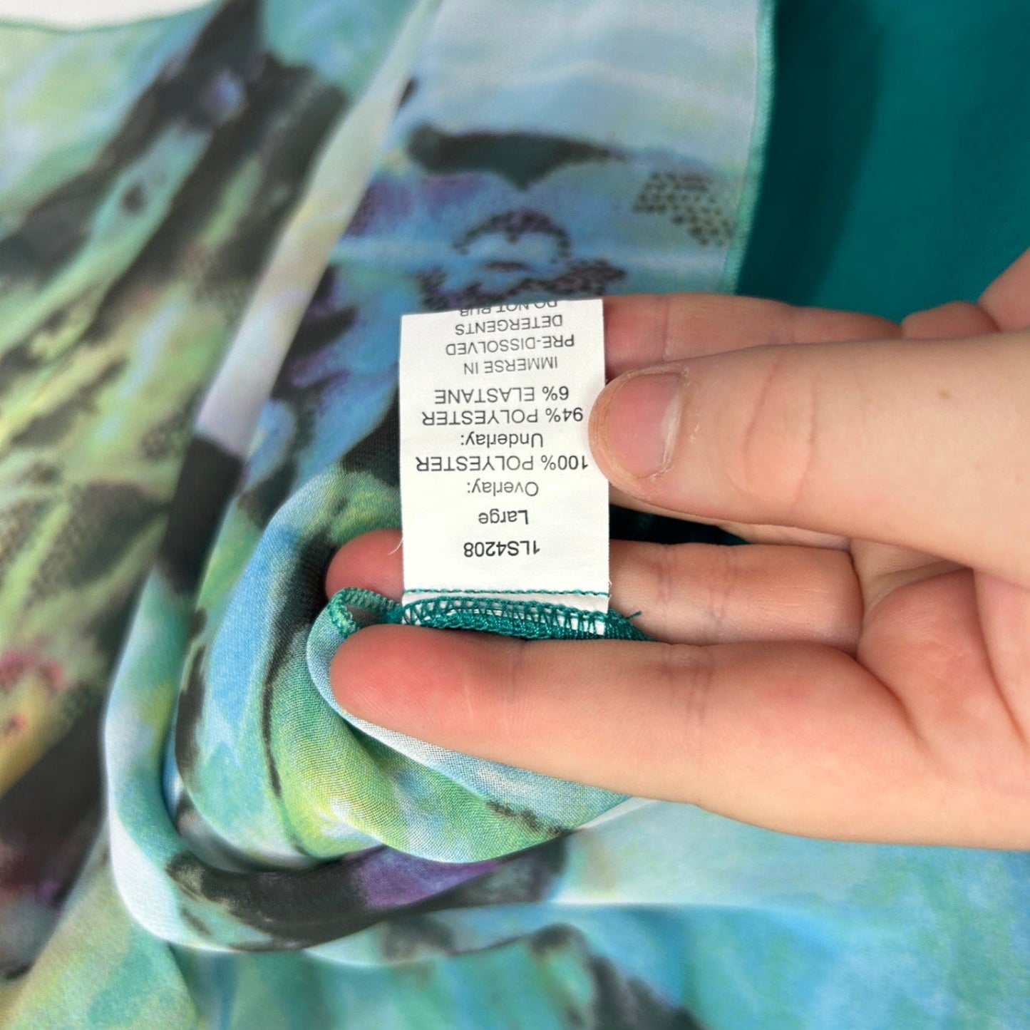 Liz Jordan Multicoloured Short Sleeve Sheer Overlay Blouse Top Size Large