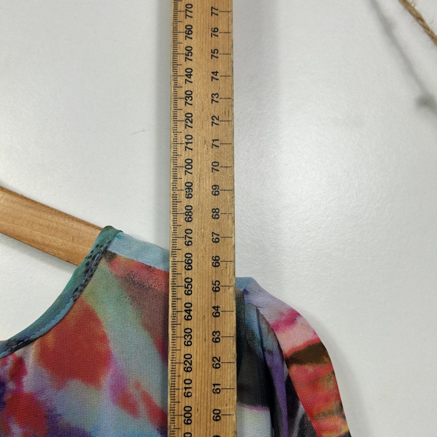 Liz Jordan Multicoloured Short Sleeve Sheer Overlay Blouse Top Size Large