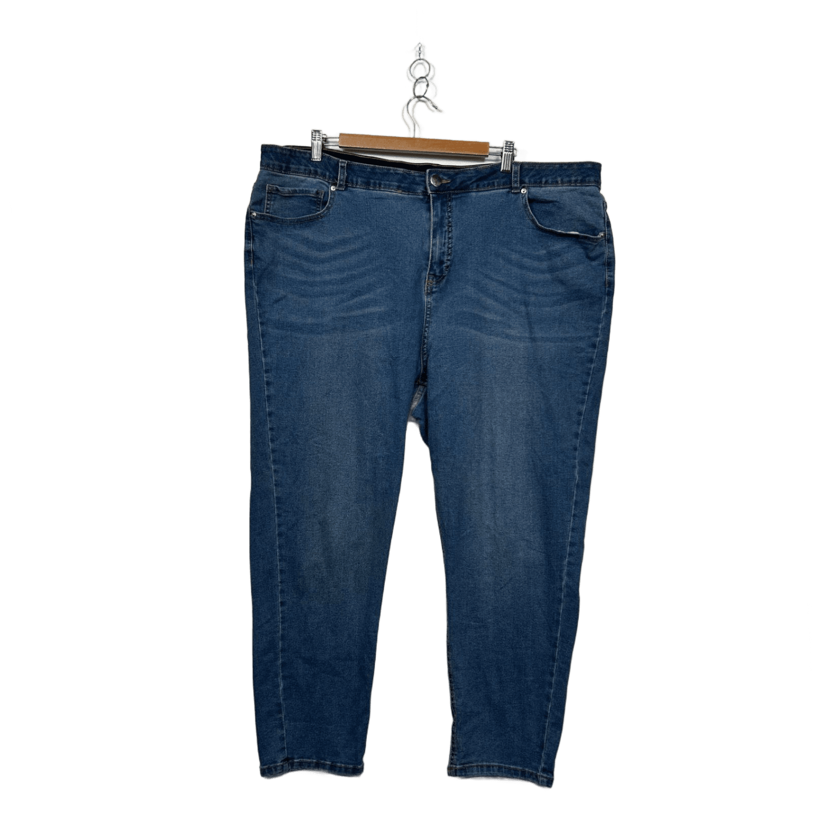 Beme Womens Blue Cotton Denim ElastiC Waist Straight Leg Jeans Size 24