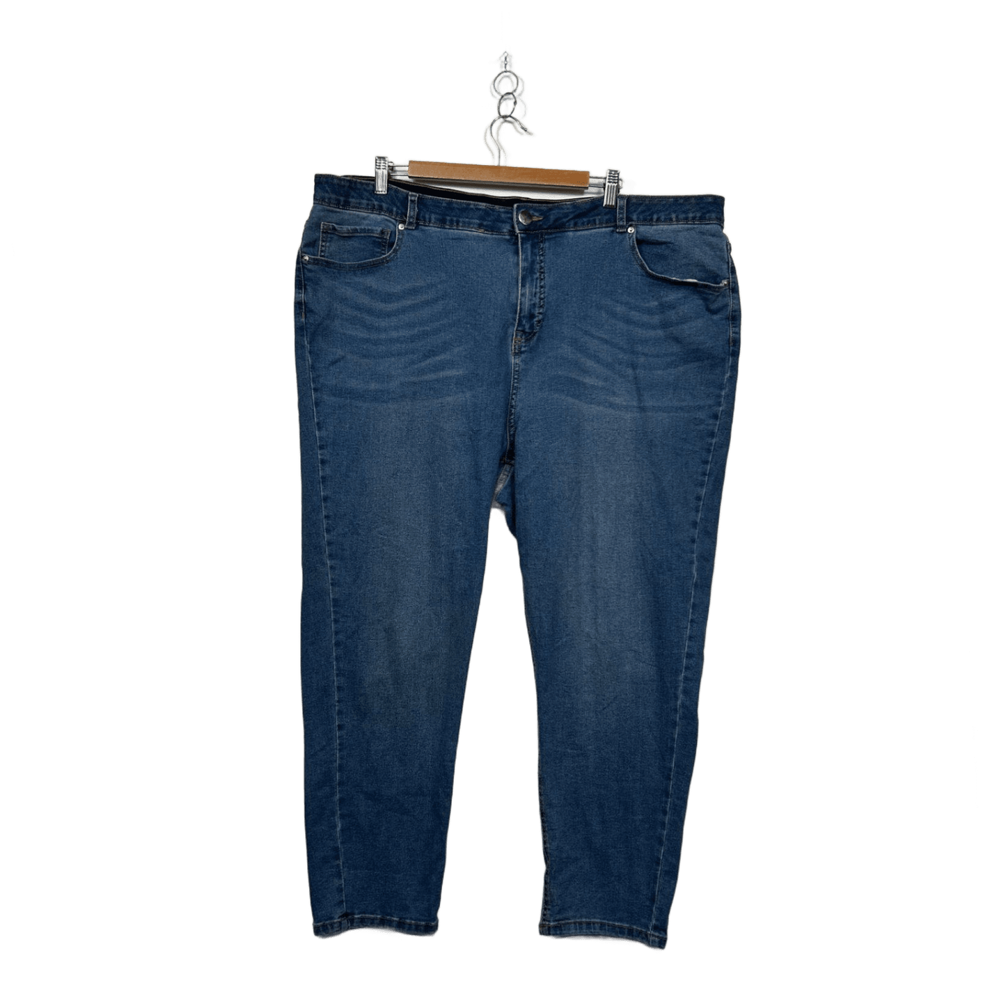 Beme Womens Blue Cotton Denim ElastiC Waist Straight Leg Jeans Size 24