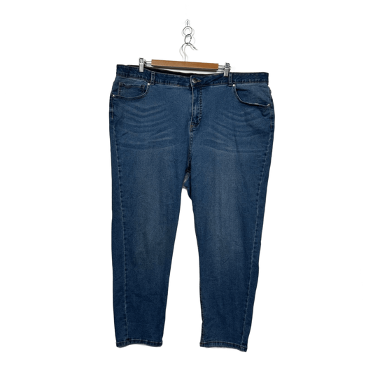 Beme Womens Blue Cotton Denim ElastiC Waist Straight Leg Jeans Size 24