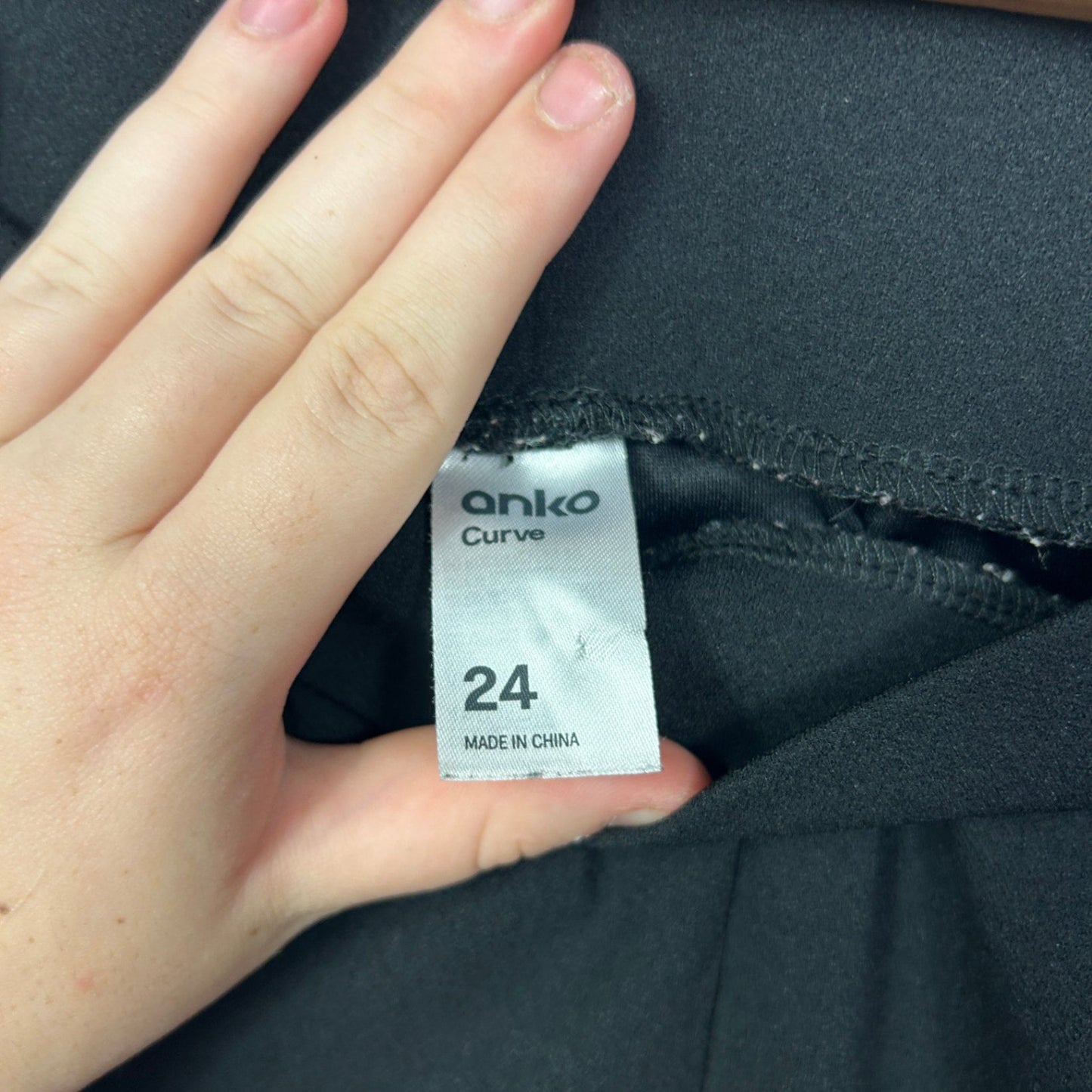 Anko Curve Womens Black Wide Leg Pockets Cropped Pants Size 24