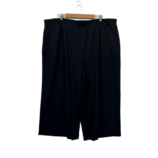 Anko Curve Womens Black Wide Leg Pockets Cropped Pants Size 24