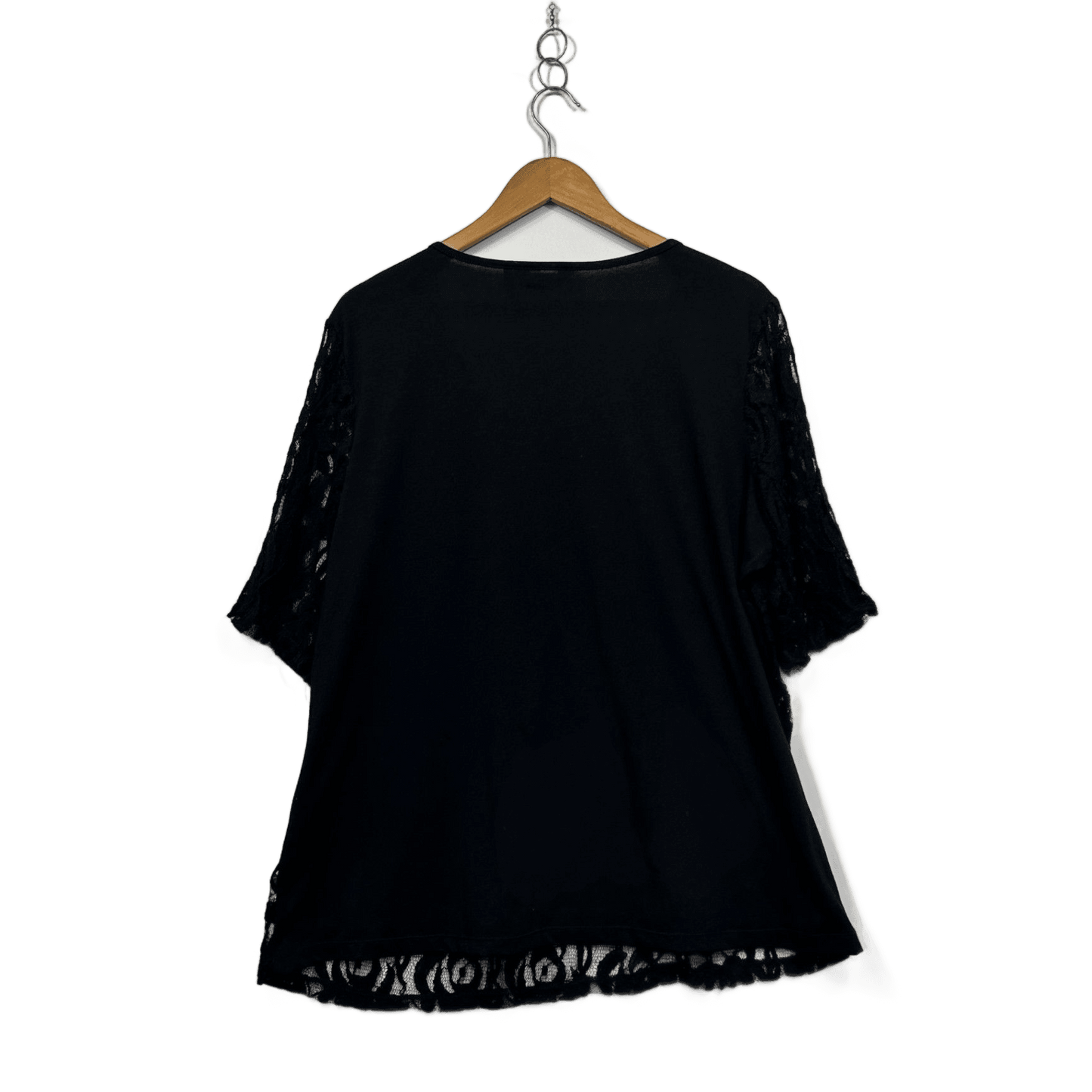 Millers Black Short Sleeve Lace Overlay Top Size 20