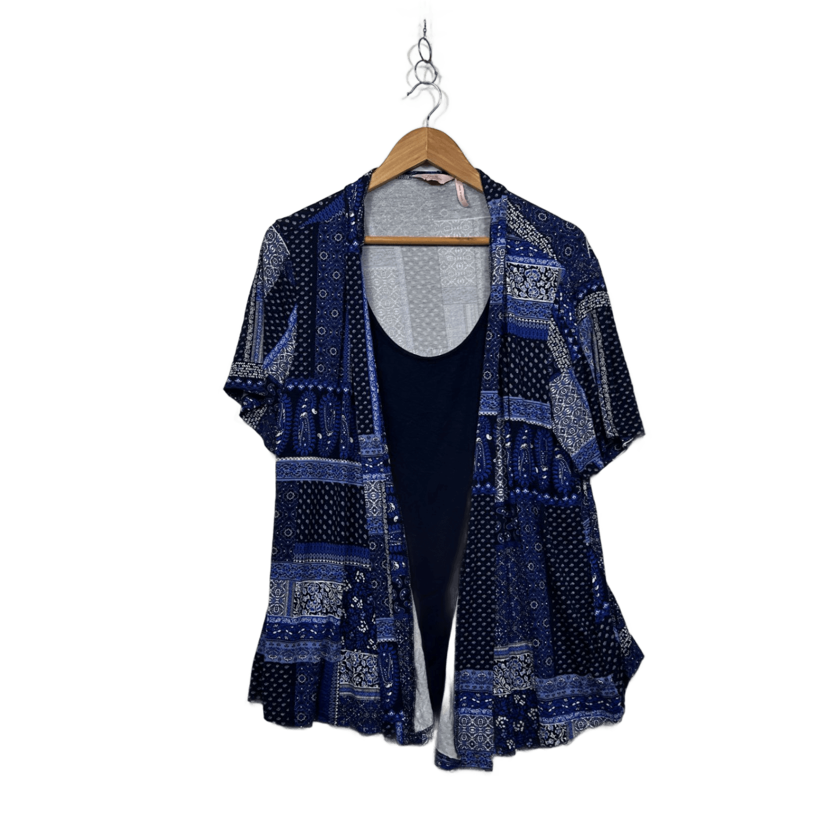 Millers Womens Blue Short Sleeve Cardigan Top Set Size 16