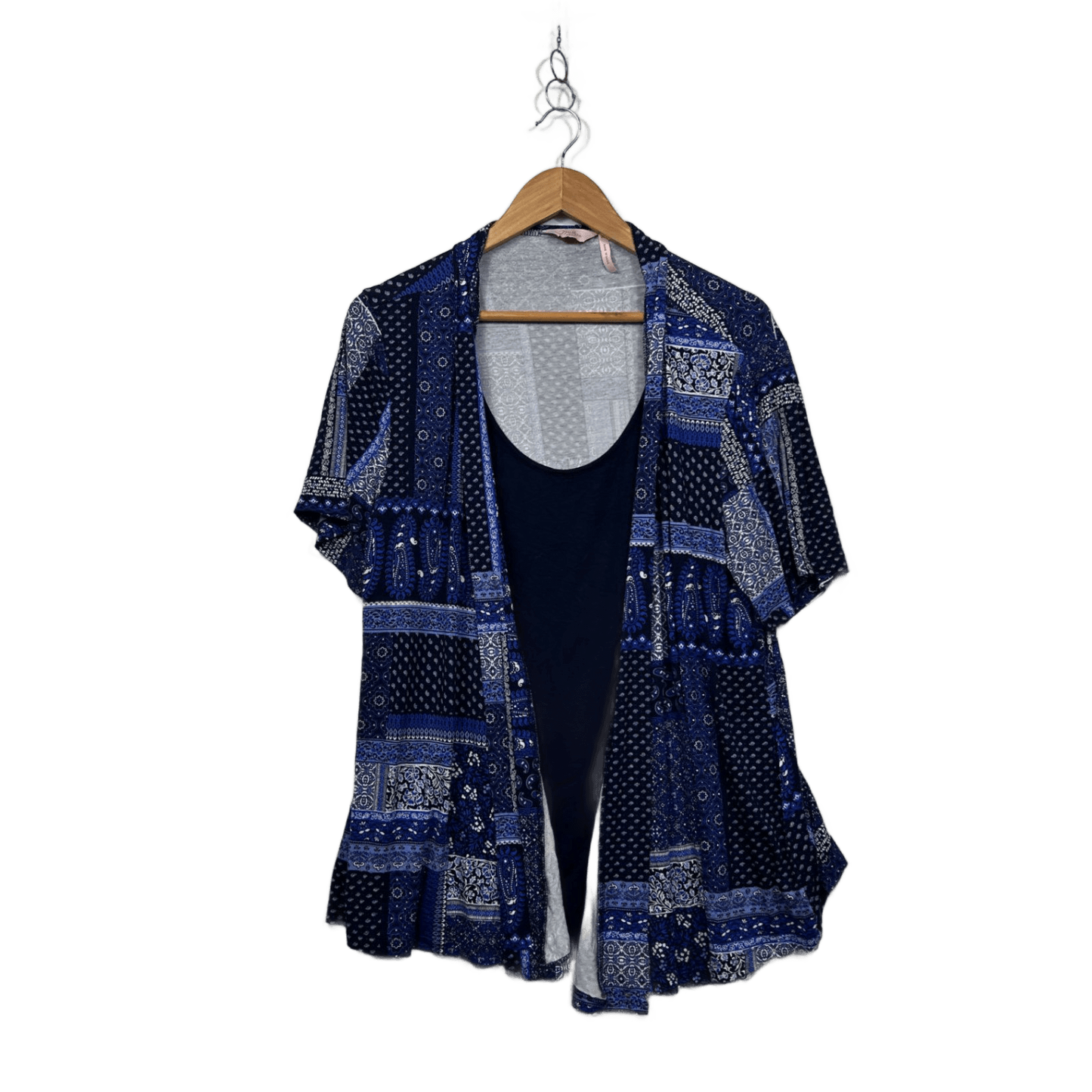 Millers Womens Blue Short Sleeve Cardigan Top Set Size 16