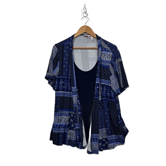 Millers Womens Blue Short Sleeve Cardigan Top Set Size 16