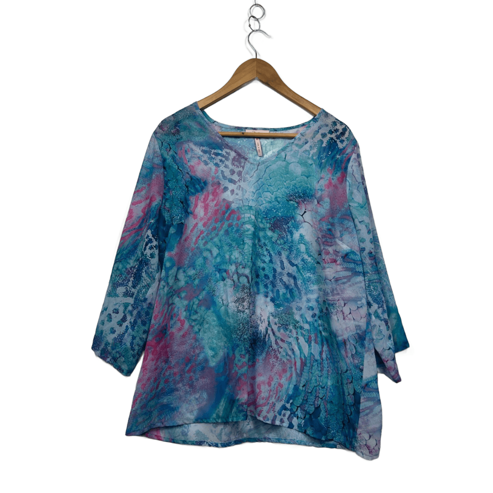 Millers Womens Blue Pink Long Top Blouse Size 16