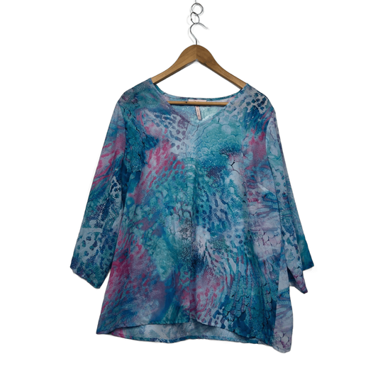 Millers Womens Blue Pink Long Top Blouse Size 16