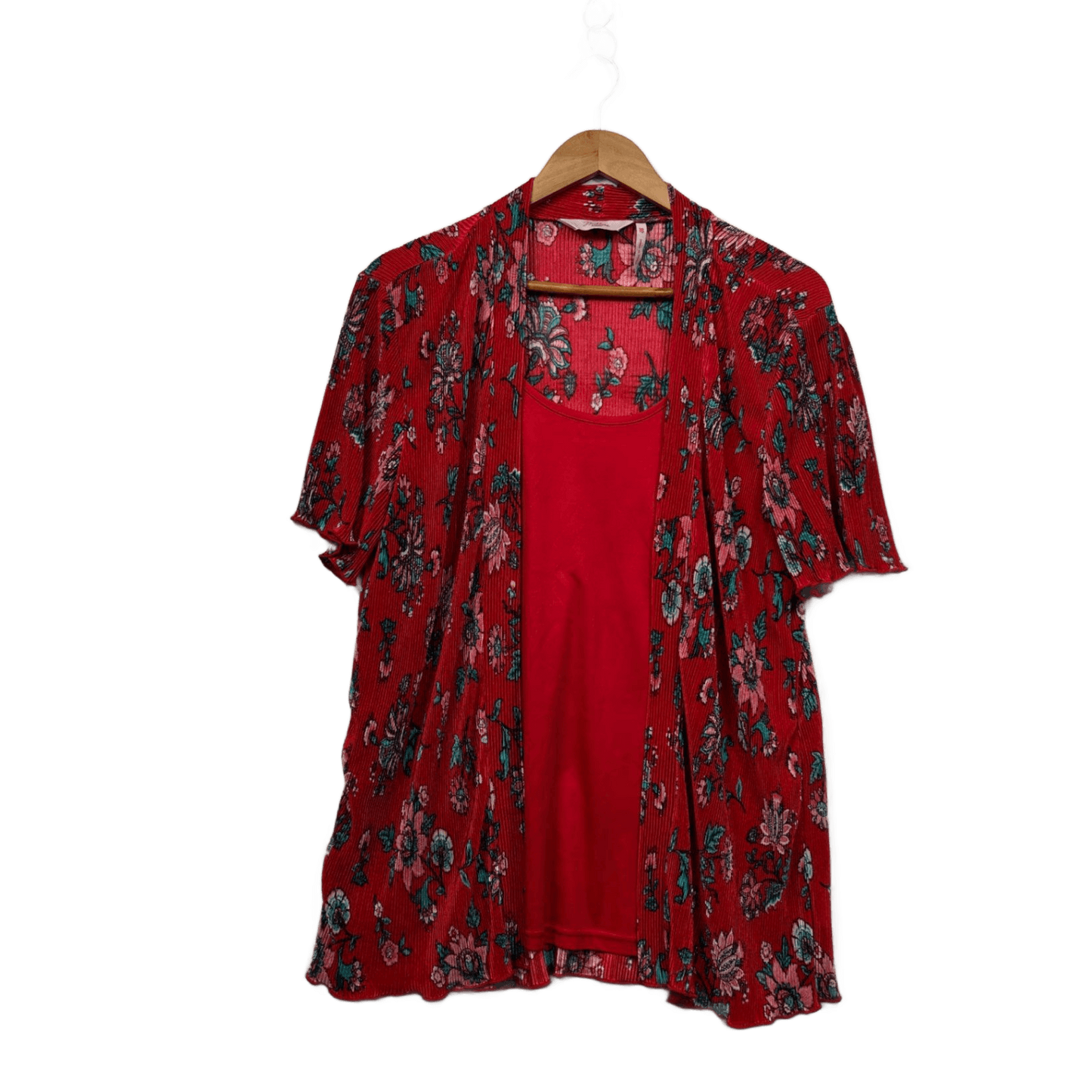 Millers Womens Red Short Sleeve Floral Pleated Top Size 16