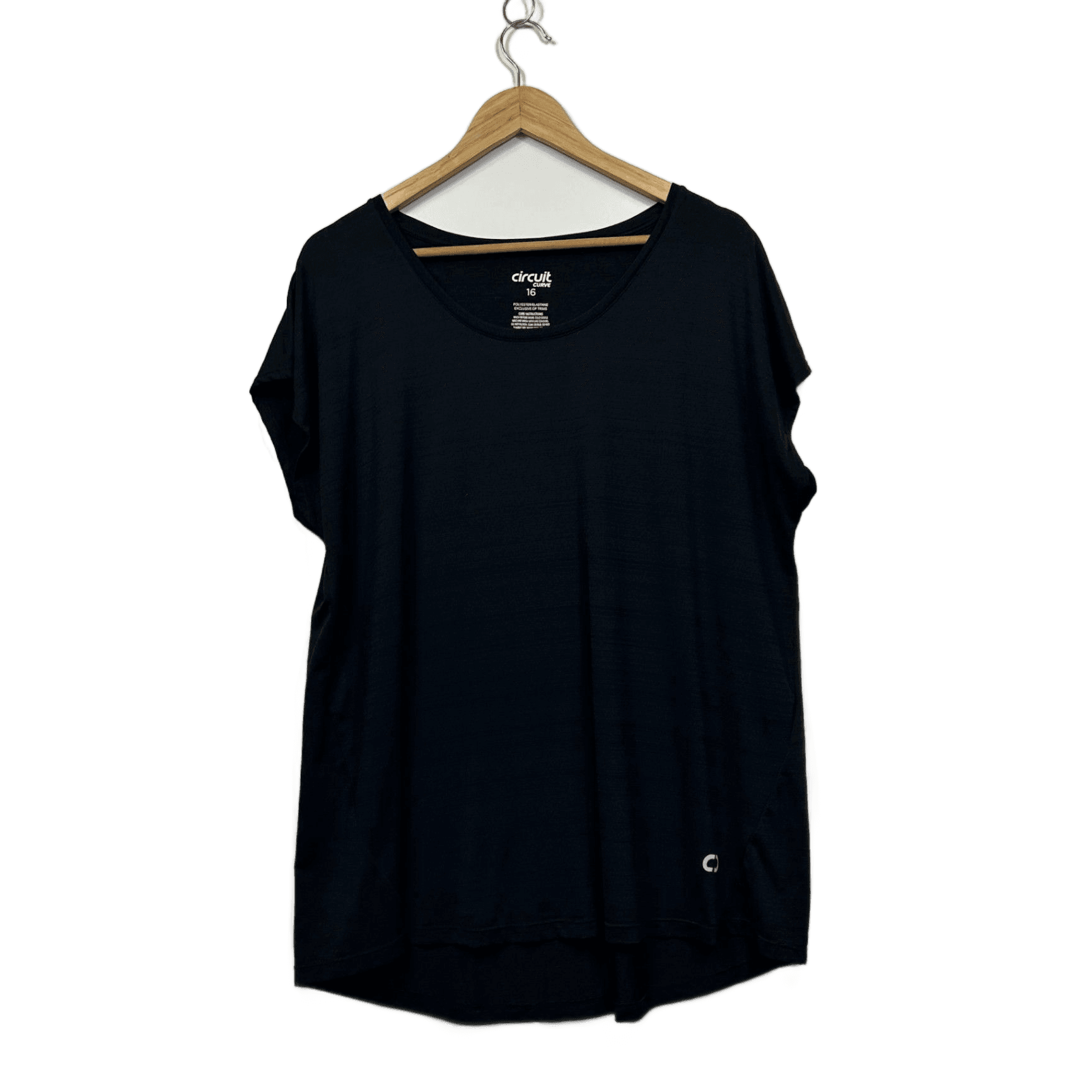 Circuit Curve Black Short Sleeve Activewear Top Size 16