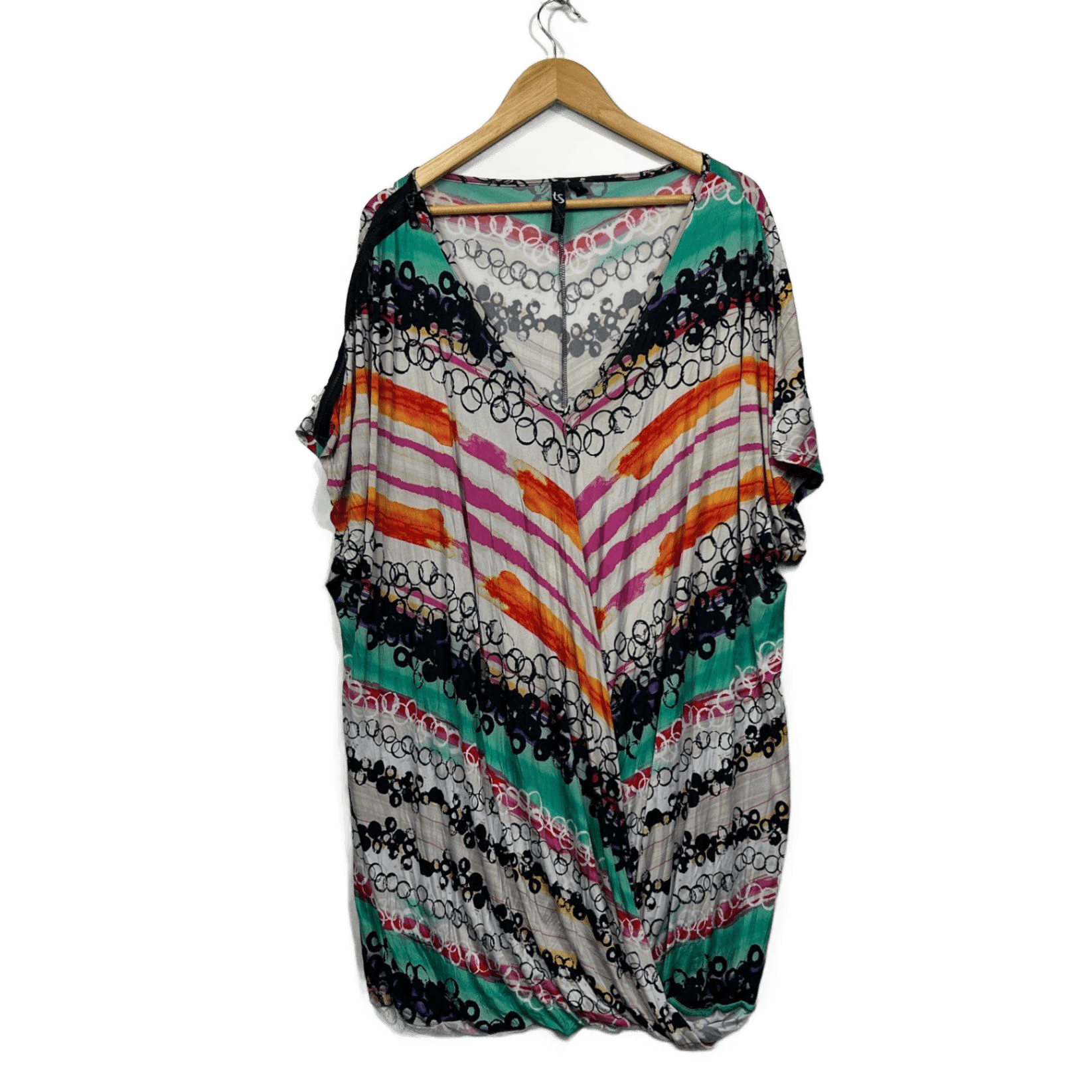 Taking Shape Multicoloured Short Sleeve Tunic Top Size 22 XL Plus