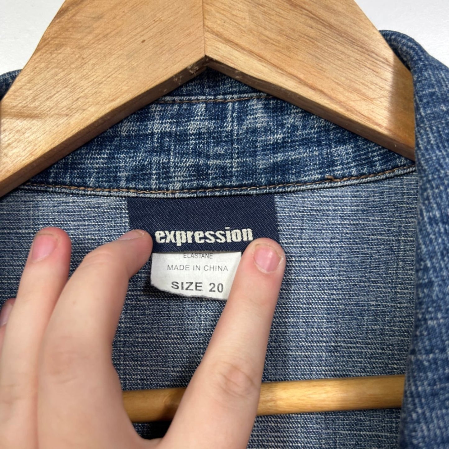 Vintage Expression Blue Denim Utility Pocket Jacket Size 20 Y2K