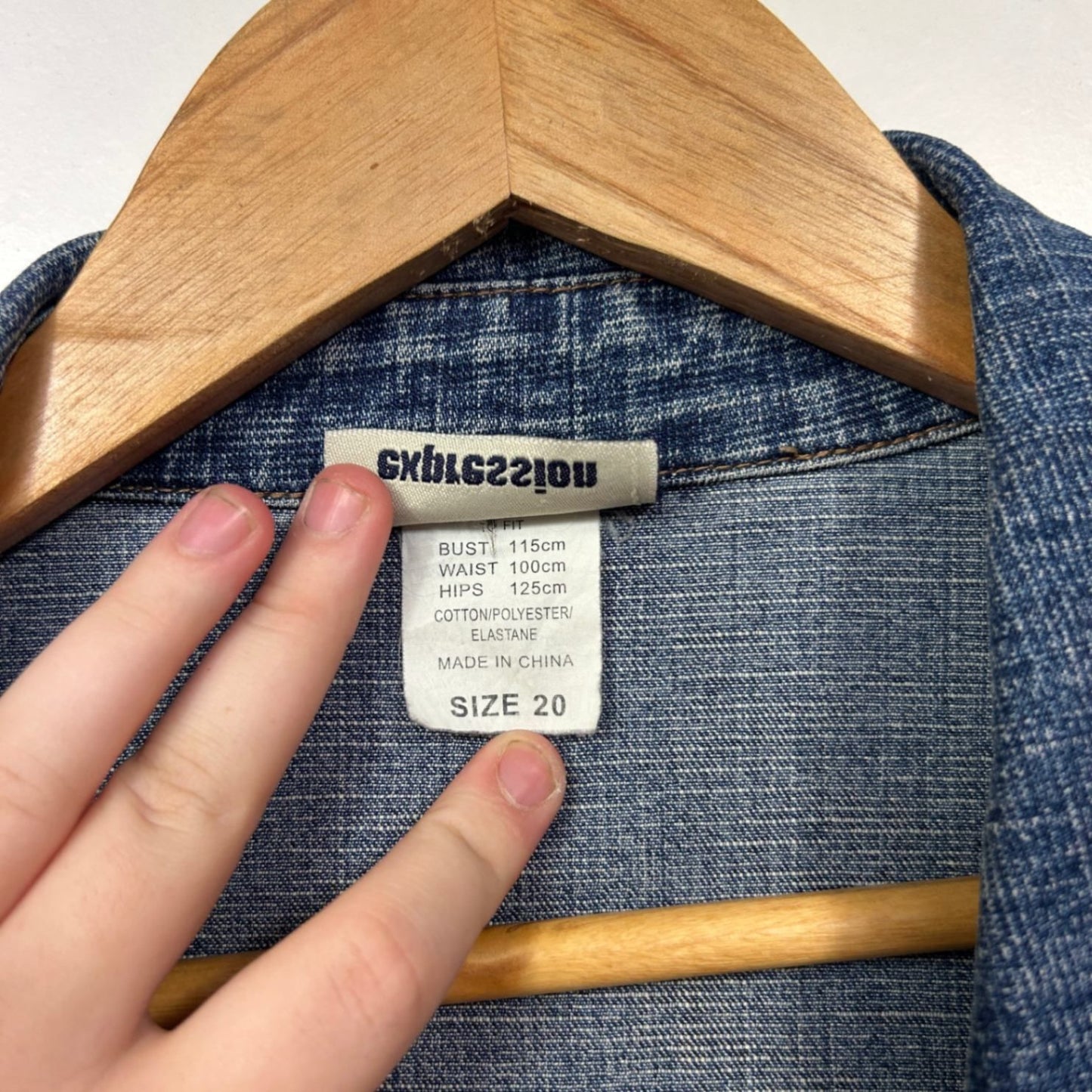 Vintage Expression Blue Denim Utility Pocket Jacket Size 20 Y2K