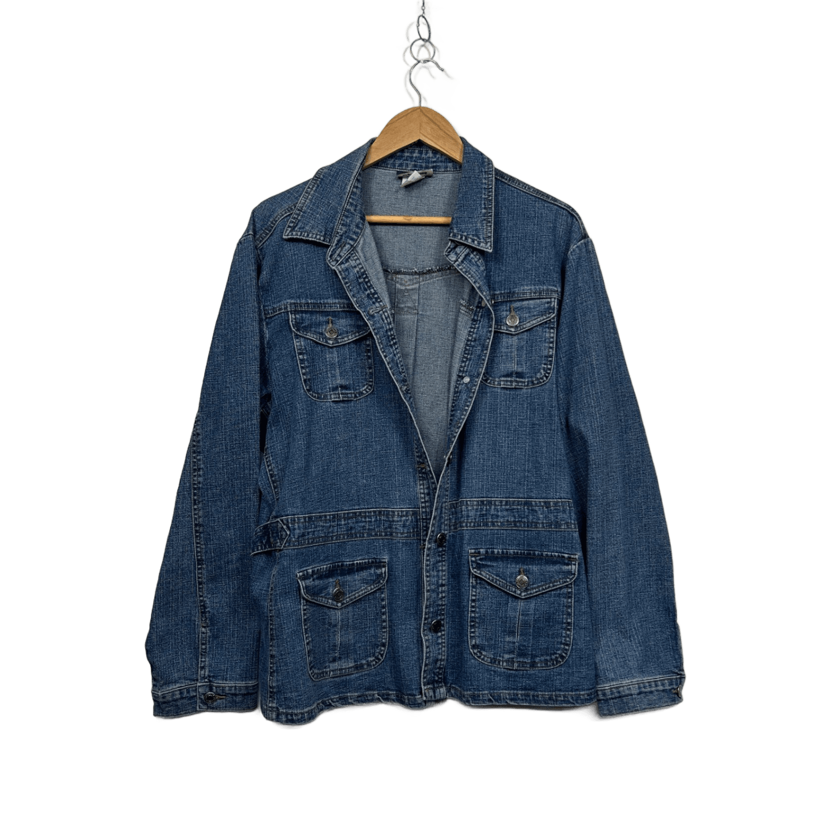 Vintage Expression Blue Denim Utility Pocket Jacket Size 20 Y2K