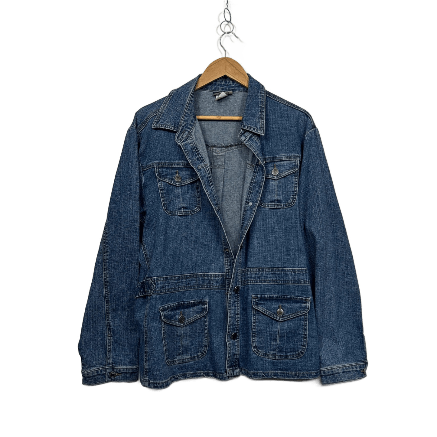 Vintage Expression Blue Denim Utility Pocket Jacket Size 20 Y2K