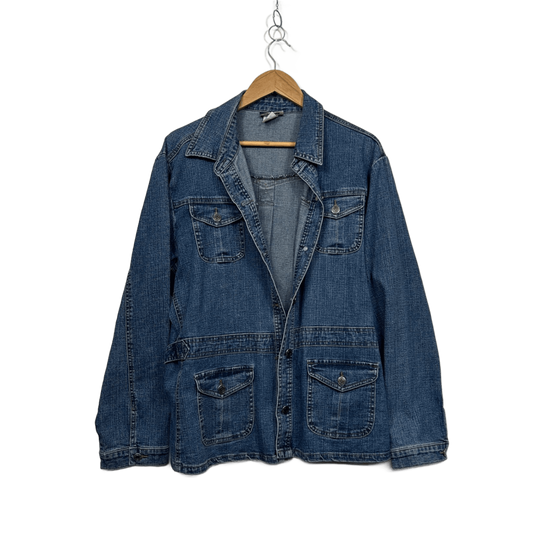 Vintage Expression Blue Denim Utility Pocket Jacket Size 20 Y2K