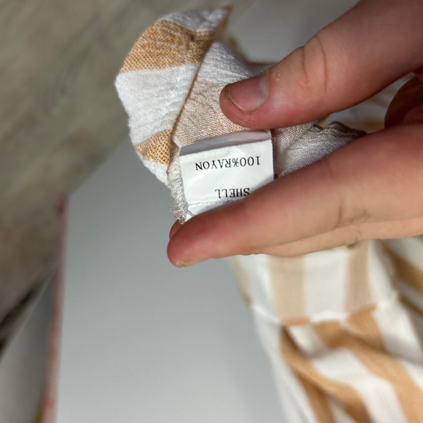 Womens Tan White Striped Rayon 3/4 Sleeve Midi Dress Size 14/16