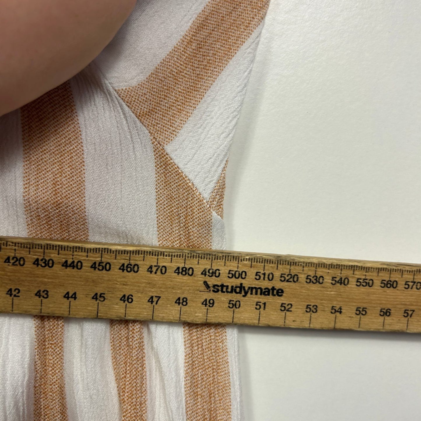 Womens Tan White Striped Rayon 3/4 Sleeve Midi Dress Size 14/16