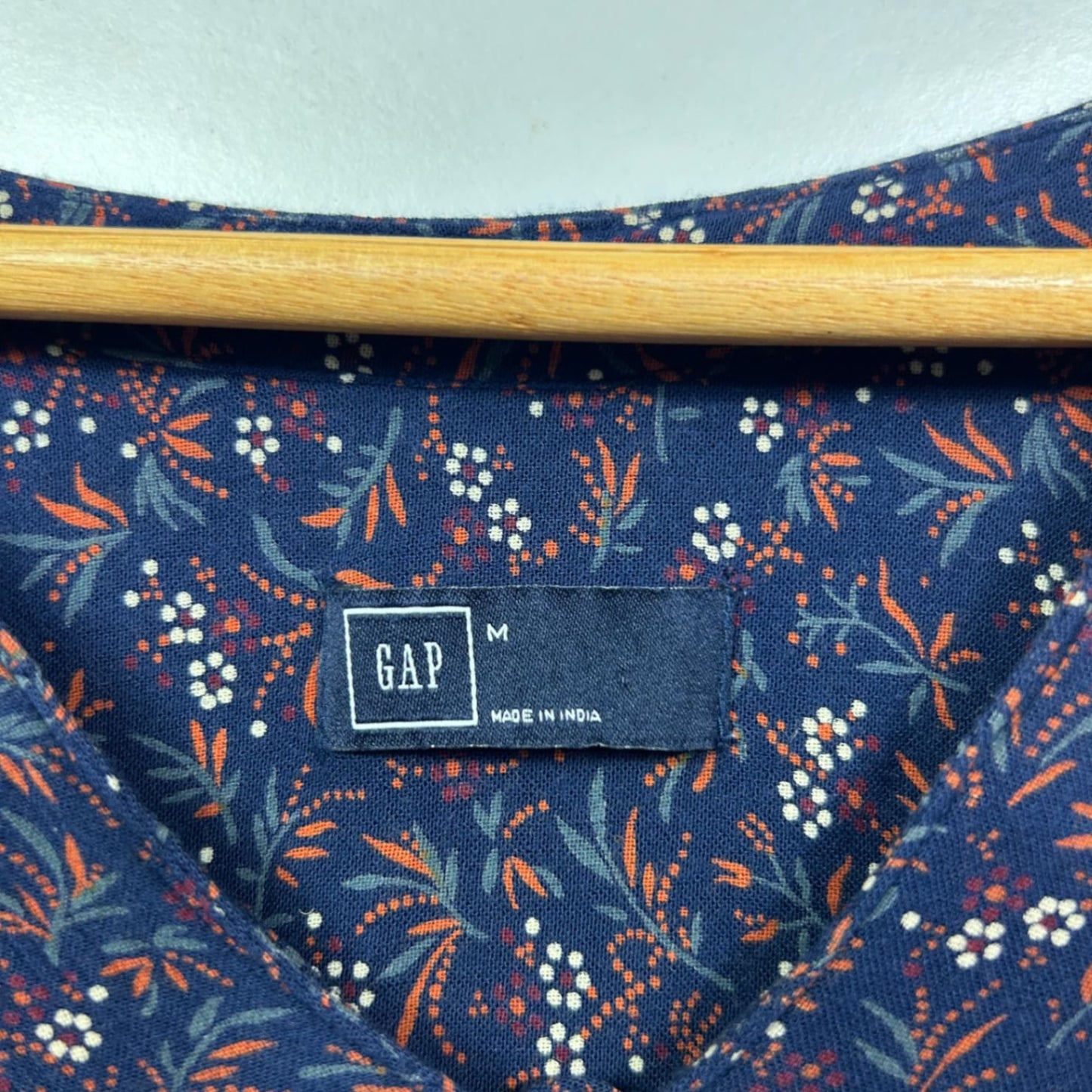 Gap Navy Blue Cotton Long Sleeve Floral Top Blouse Size M