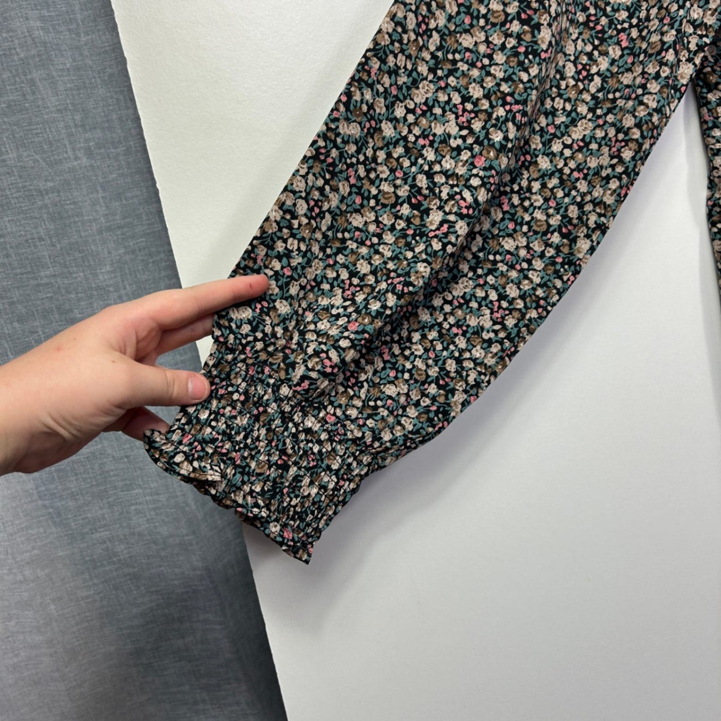 Miracle Multicoloured Floral Long Sleeve Smock Dress Size 14