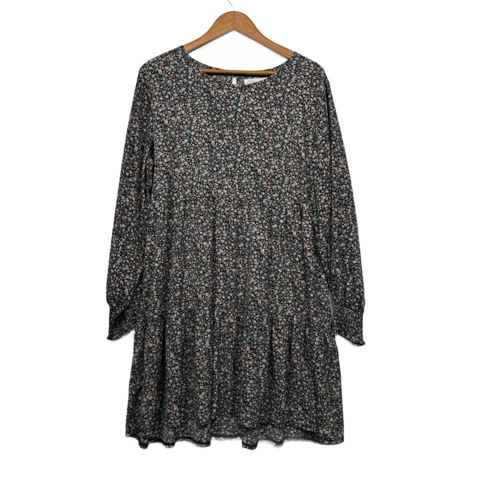 Miracle Multicoloured Floral Long Sleeve Smock Dress Size 14