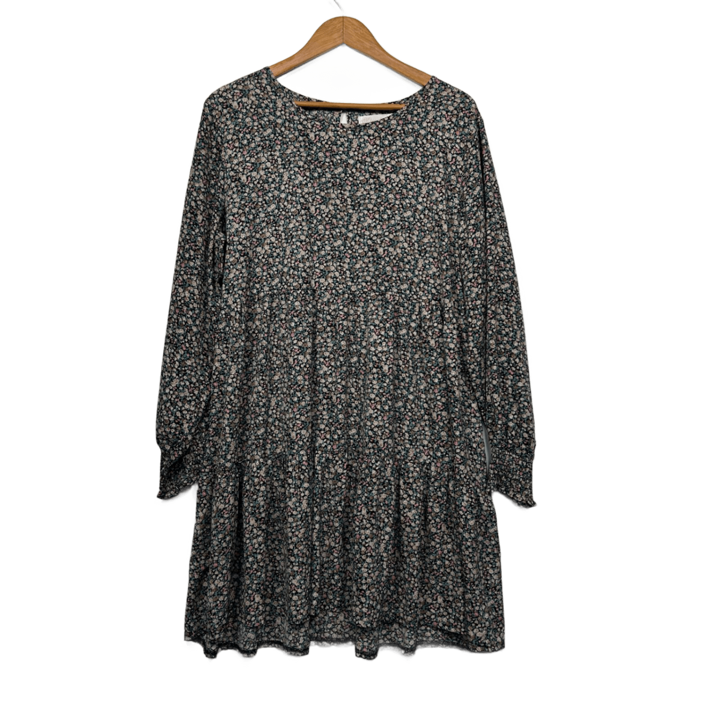 Miracle Multicoloured Floral Long Sleeve Smock Dress Size 14