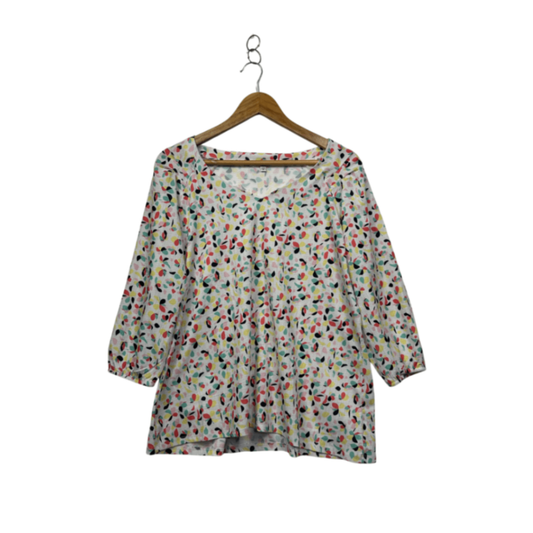 Damart Multicoloured 3/4 Sleeve Top Blouse Size 16