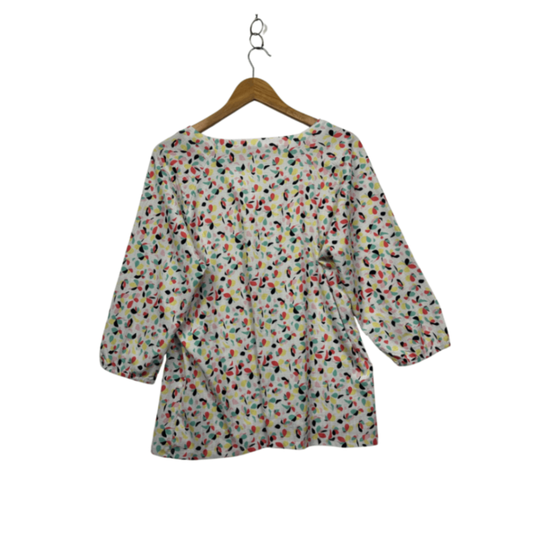 Damart Multicoloured 3/4 Sleeve Top Blouse Size 16