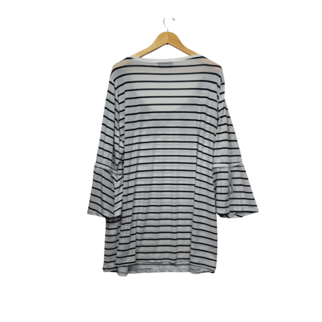 Autograph Womens White Floral Striped Tunic Casual Top Size 20