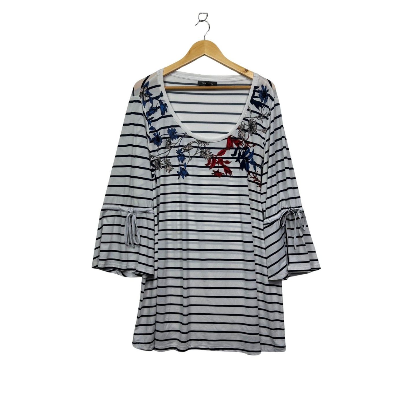 Autograph Womens White Floral Striped Tunic Casual Top Size 20