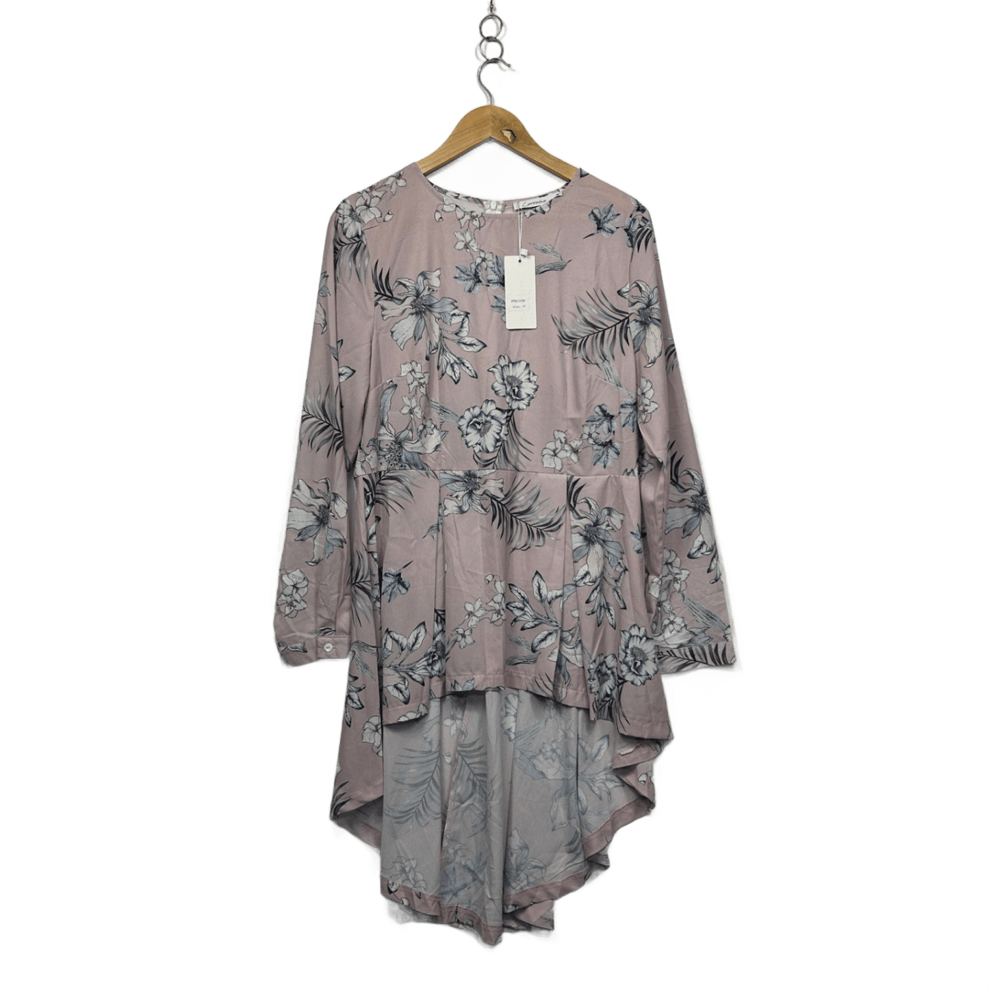 Lorraine Pink Foral Tunic Top Hi Low Hem Size 14 (New with Marks)