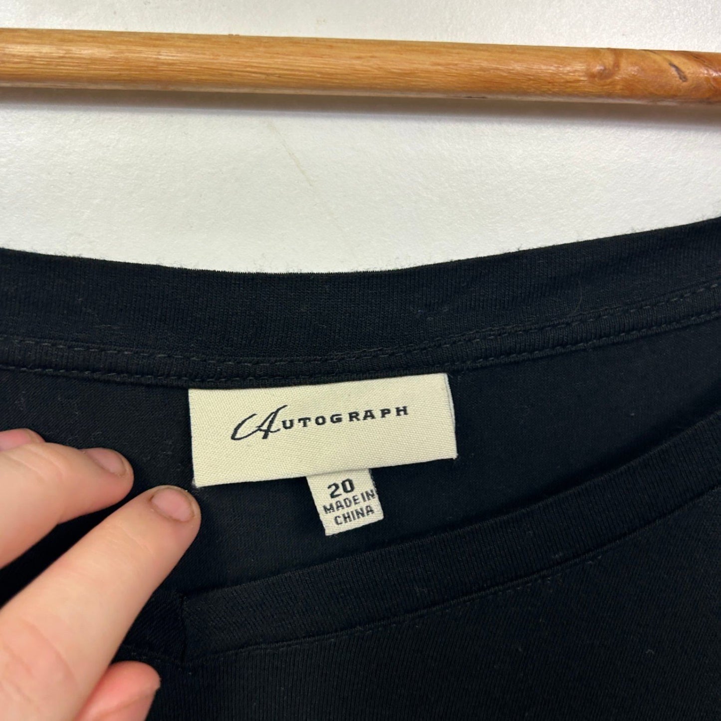 Autograph Black Short Sleeve Crew Neck Basic Top Size 20