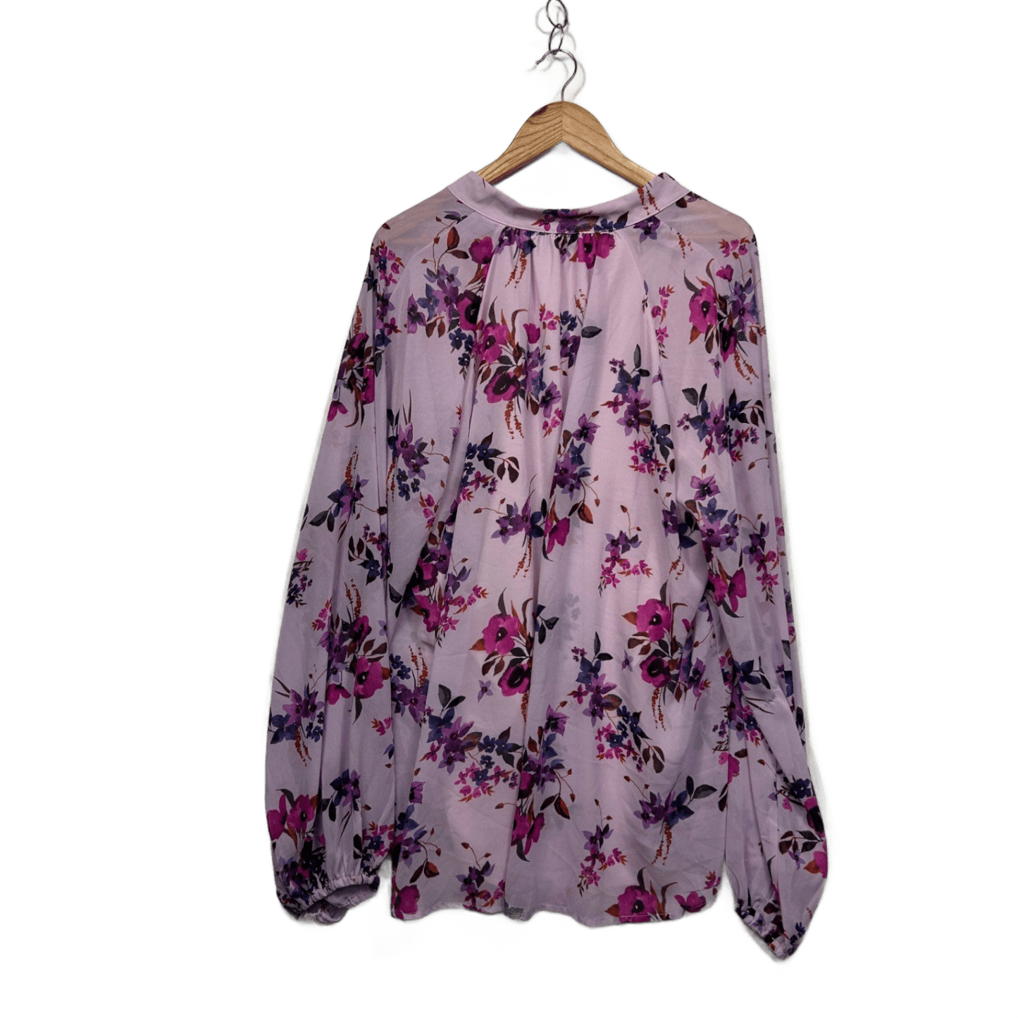 Little Party Dress Pink Purple Floral Long Sleeve Blouse Size 22 (Fault - Pull)