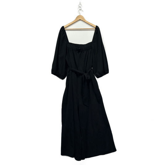 City Chic Womens Black Short Sleeve Wide Leg Jumpsuit Size 24 Plus 2XL