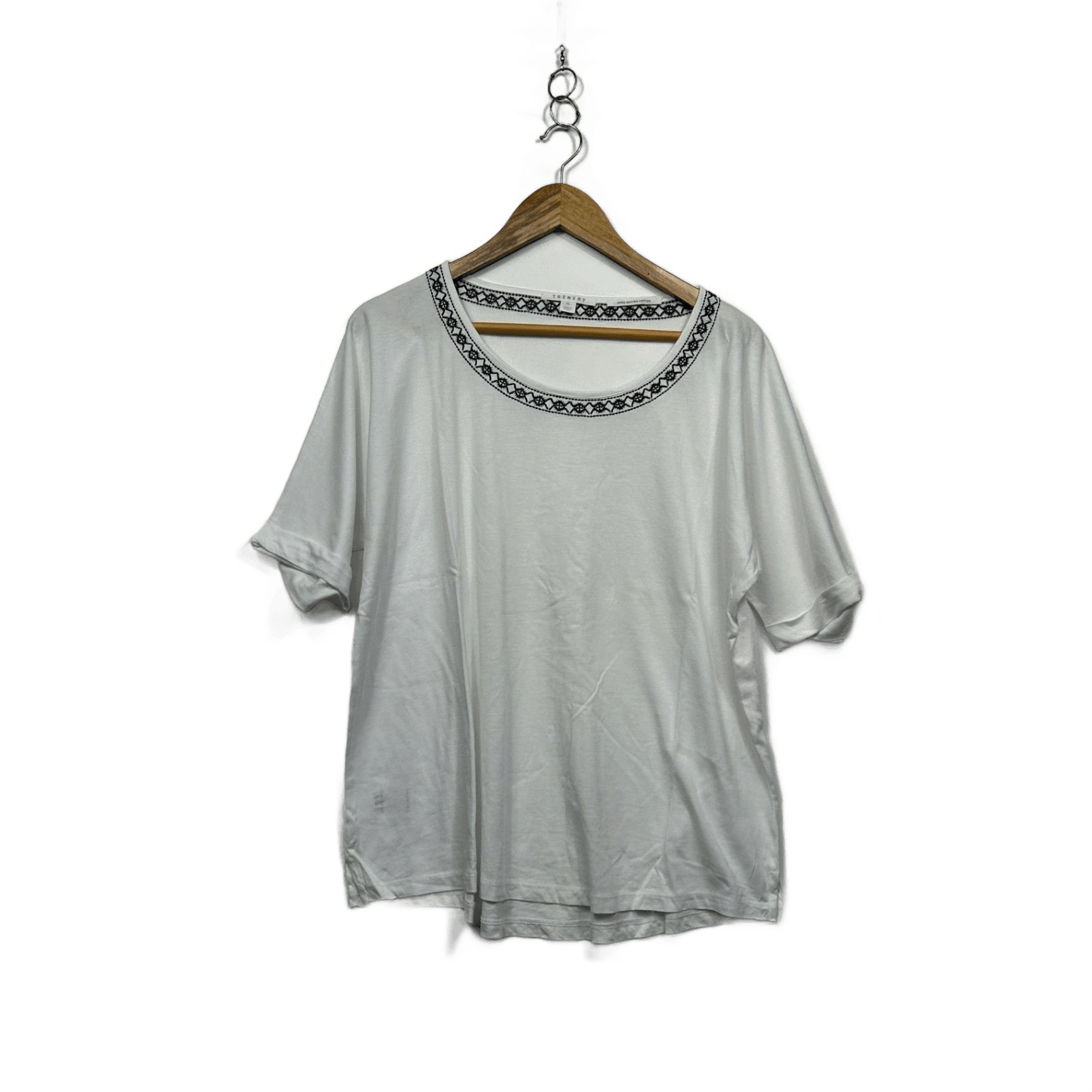 Trenery White Short Sleeve Round Neck Casual Top Size XL