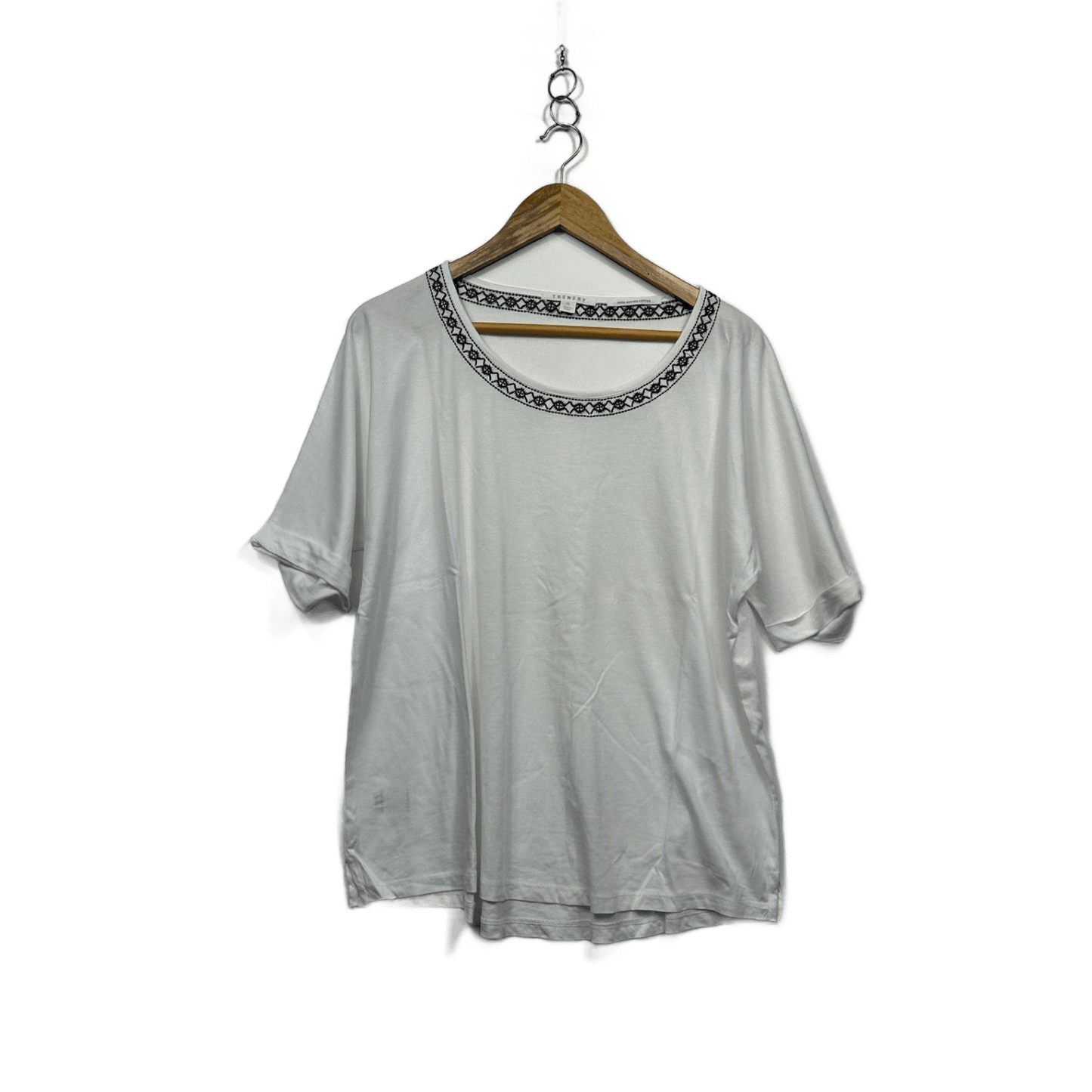 Trenery White Short Sleeve Round Neck Casual Top Size XL