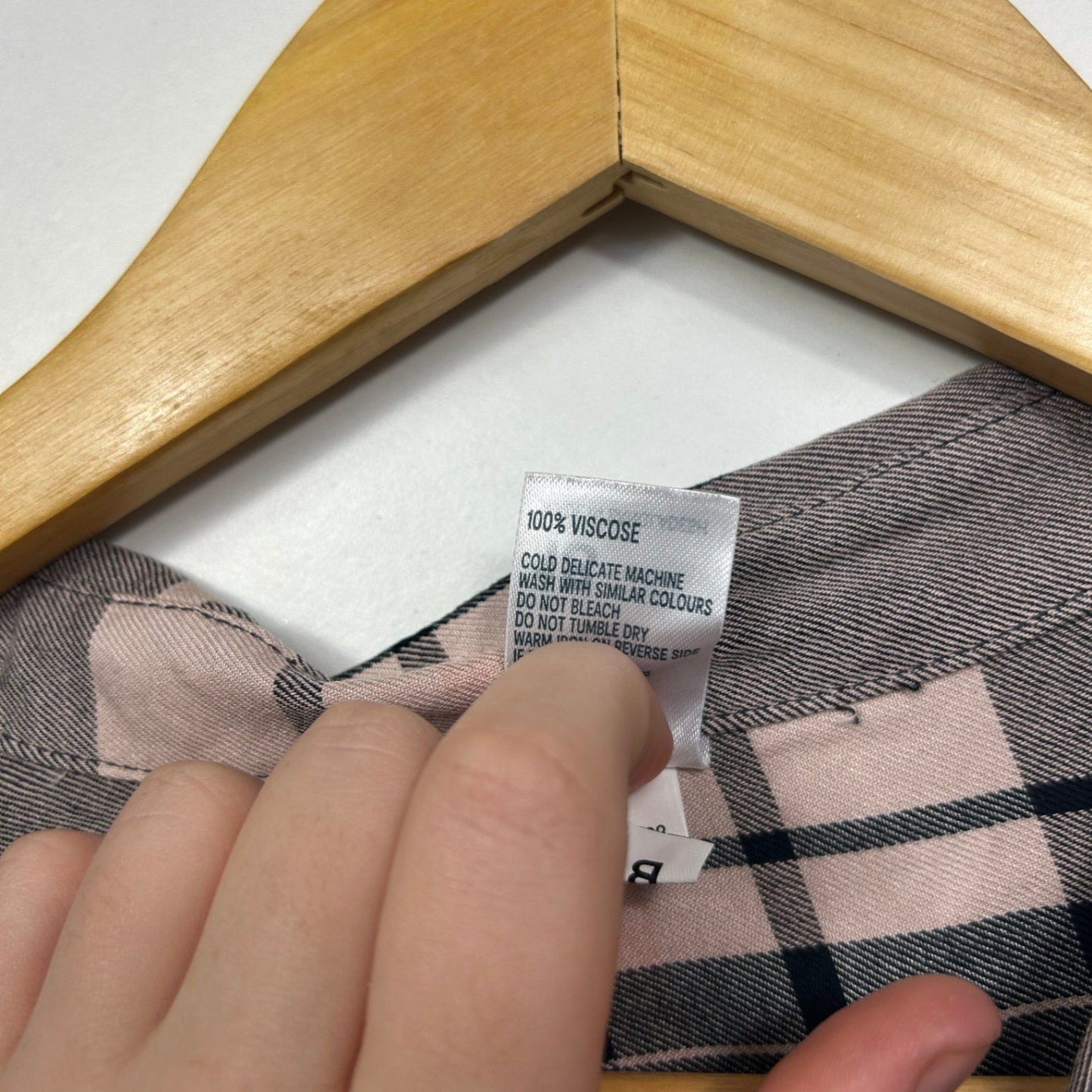 Anko Black Pink Check Button Up Long Sleeve Viscose Top