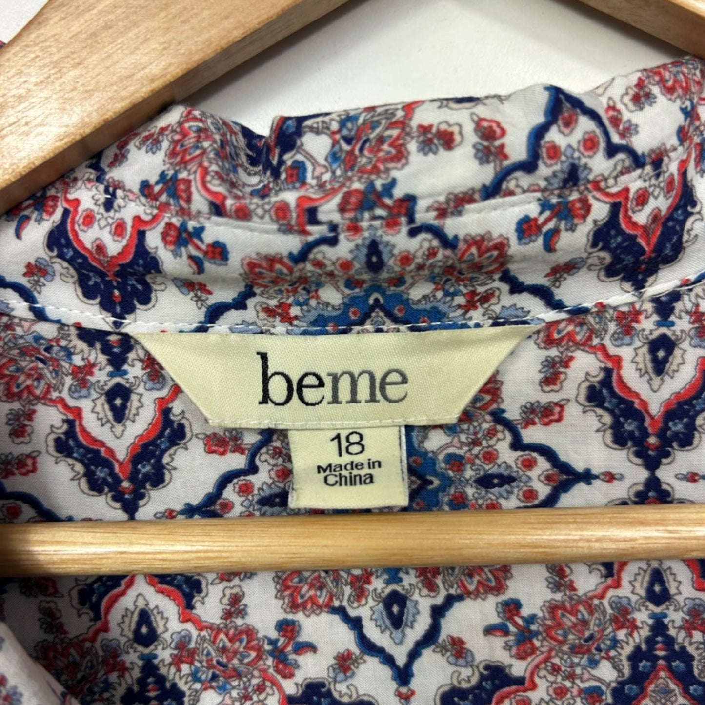 Beme Multicoloured Viscose Long Sleeve Collared Button-up Top Size 18