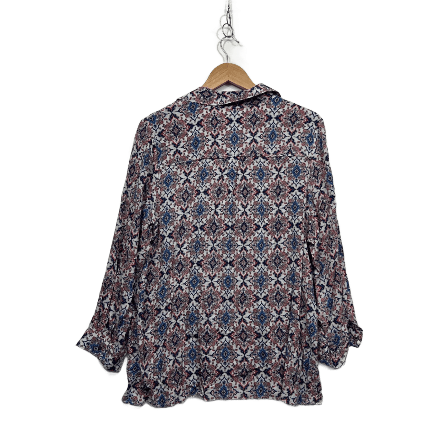 Beme Multicoloured Viscose Long Sleeve Collared Button-up Top Size 18