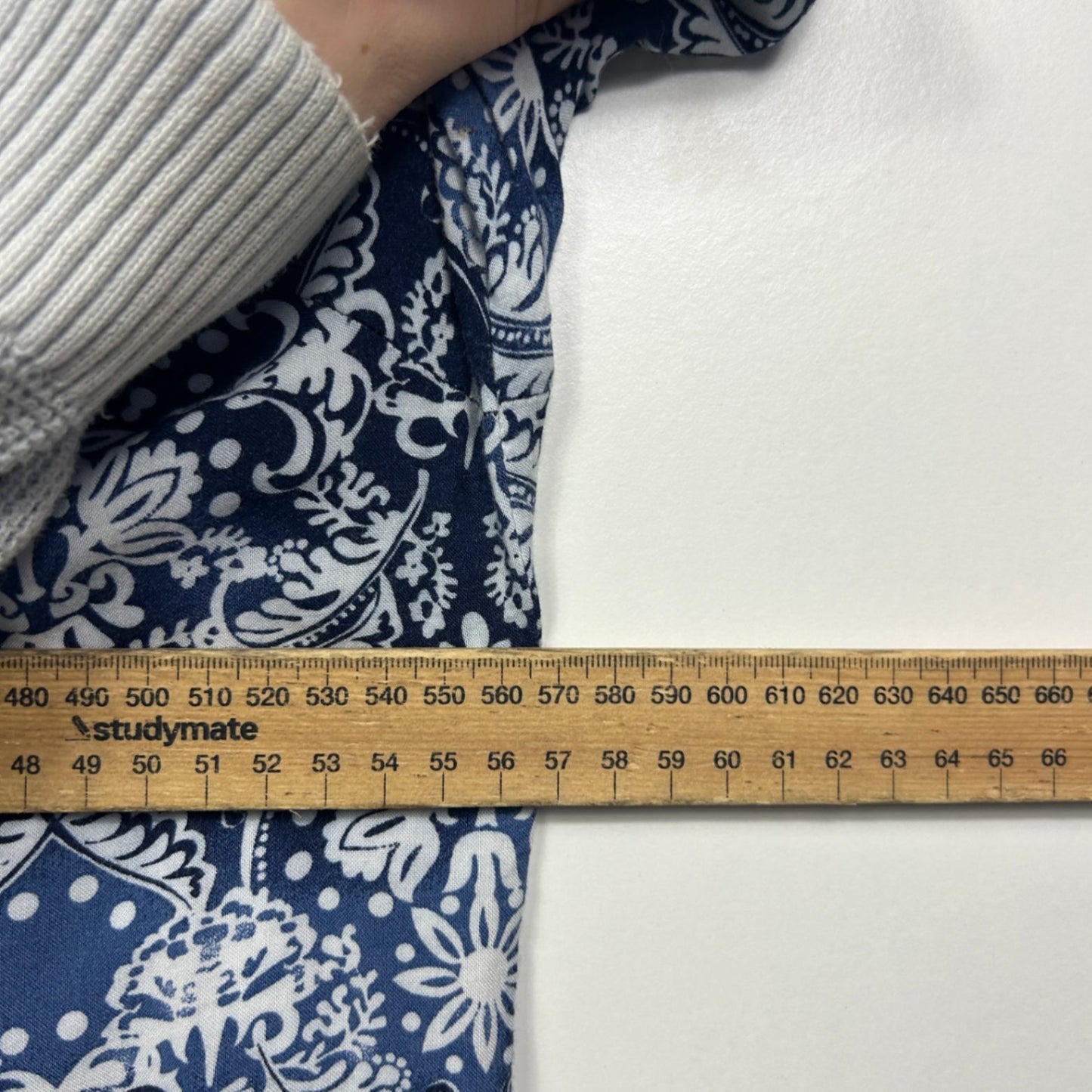 Katies Navy White Paisley Print Button Up Roll Tab Sleeve Top Size 18