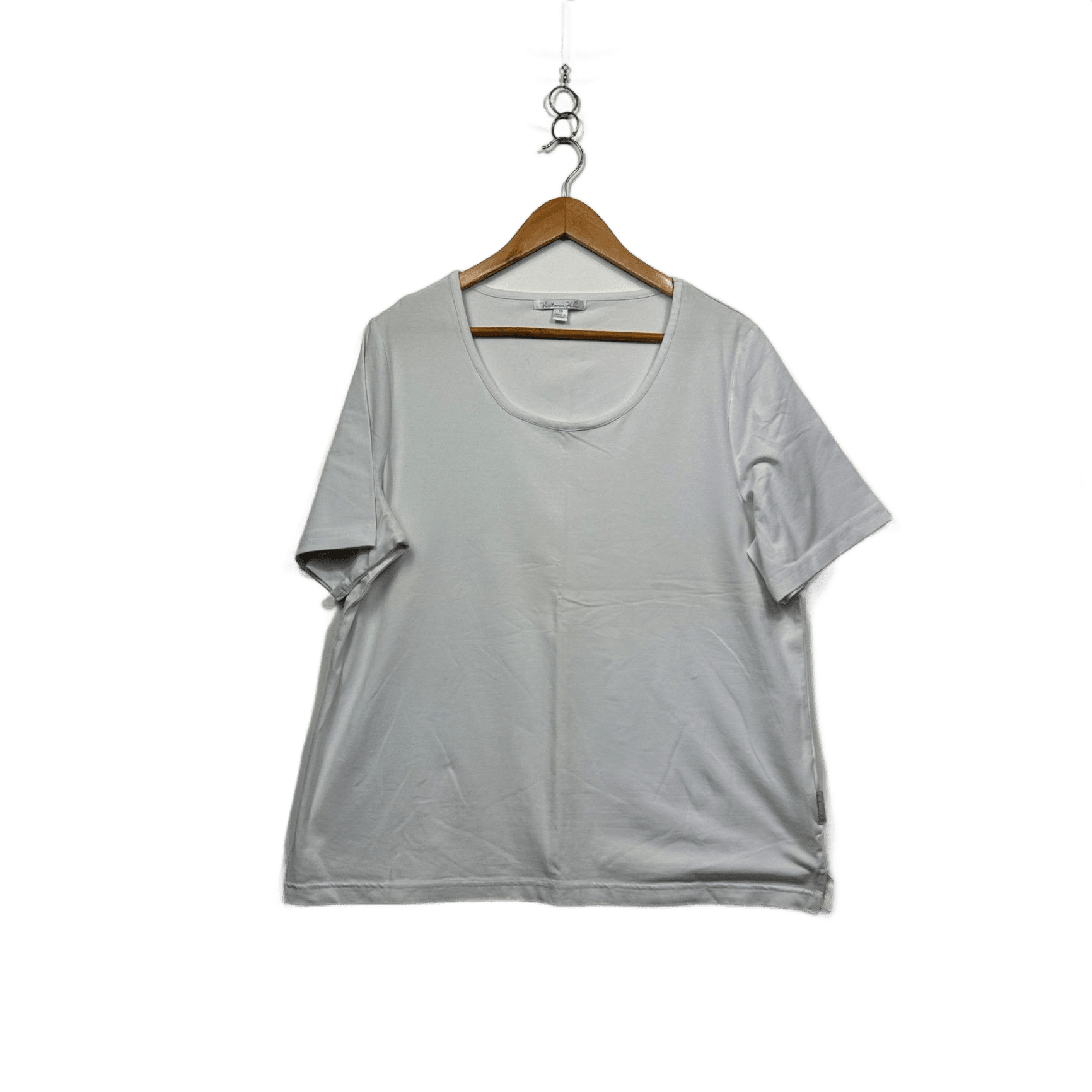 Victoria Hill Womens White Short Sleeve Crew Neck Basic Tee T-shirt Size 18
