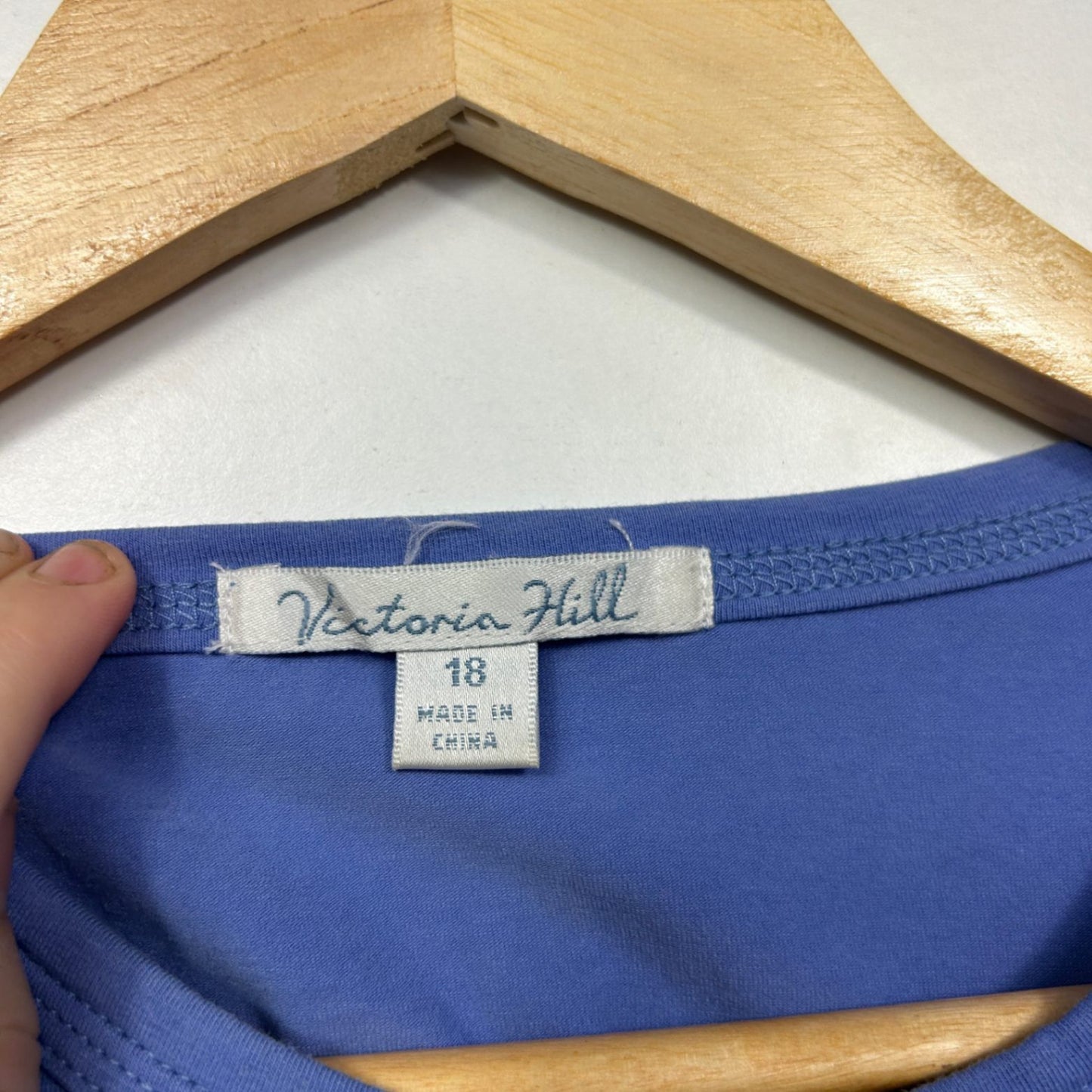 Victoria Hill Blue Cotton Short Sleeve Tshirt Casual Top Size 18