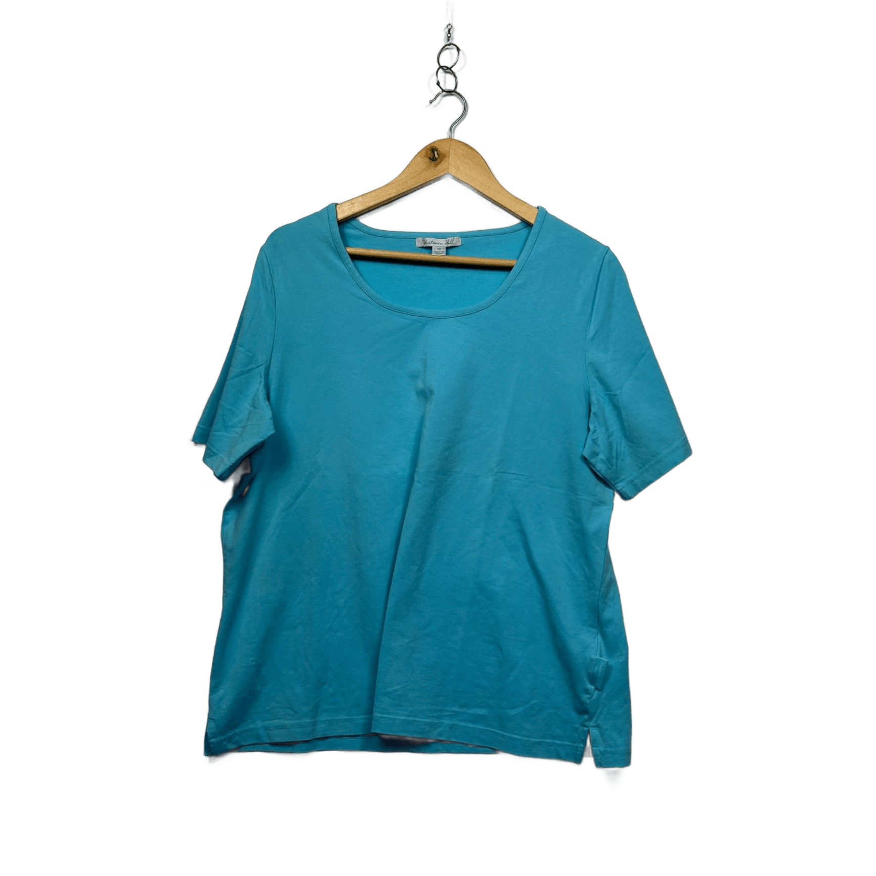 Victoria Hill Blue Cotton Short Sleeve Tshirt Casual Top Size 18