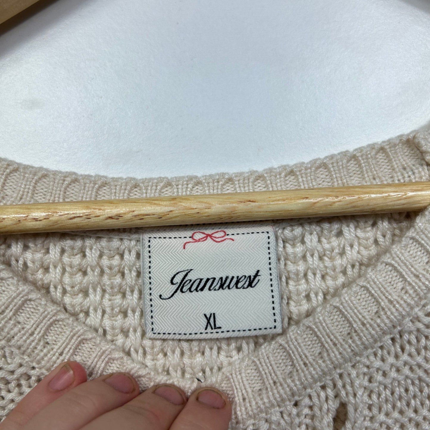 Jeanswest Cream Crochet Trim Pullover Jumper Size XL