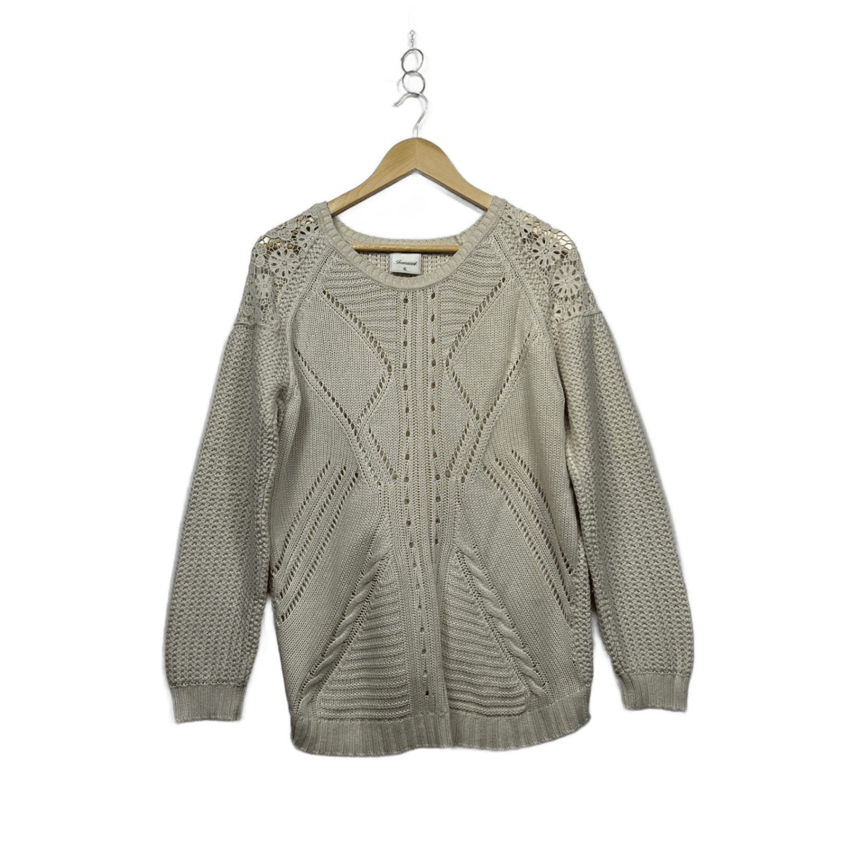 Jeanswest Cream Crochet Trim Pullover Jumper Size XL