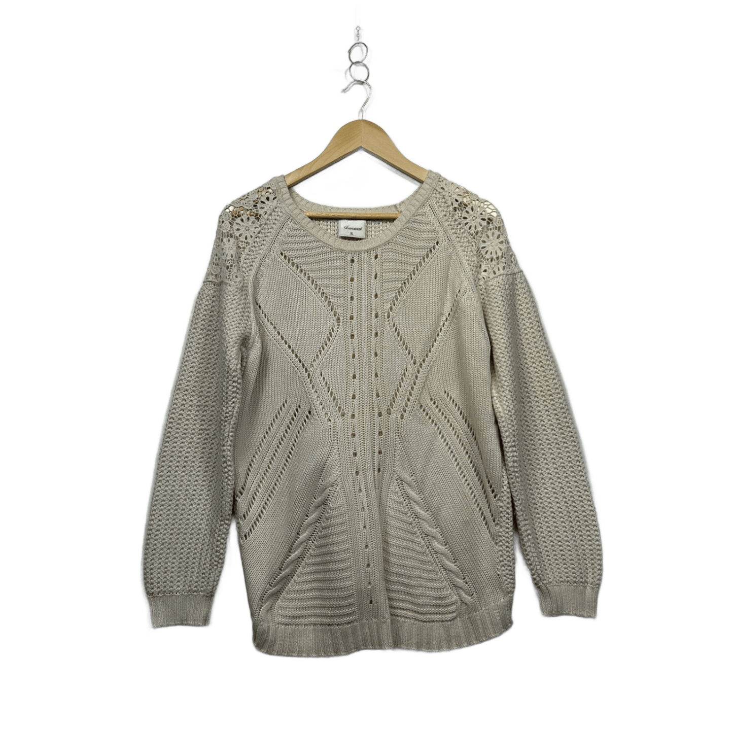 Jeanswest Cream Crochet Trim Pullover Jumper Size XL