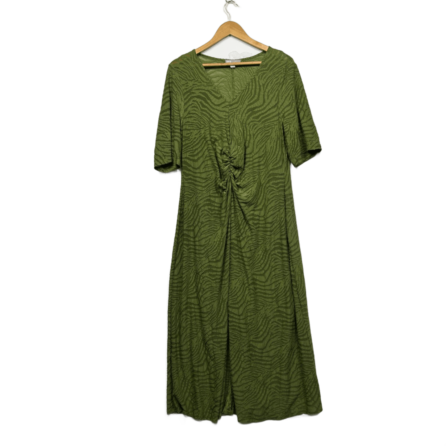 ASOS  Green Gathered Waist Midi Length Maxi Dress Size 16