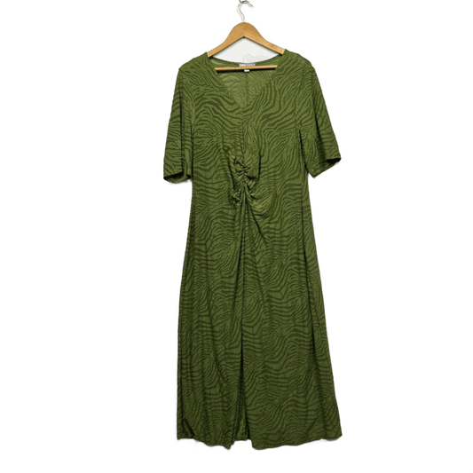 ASOS  Green Gathered Waist Midi Length Maxi Dress Size 16