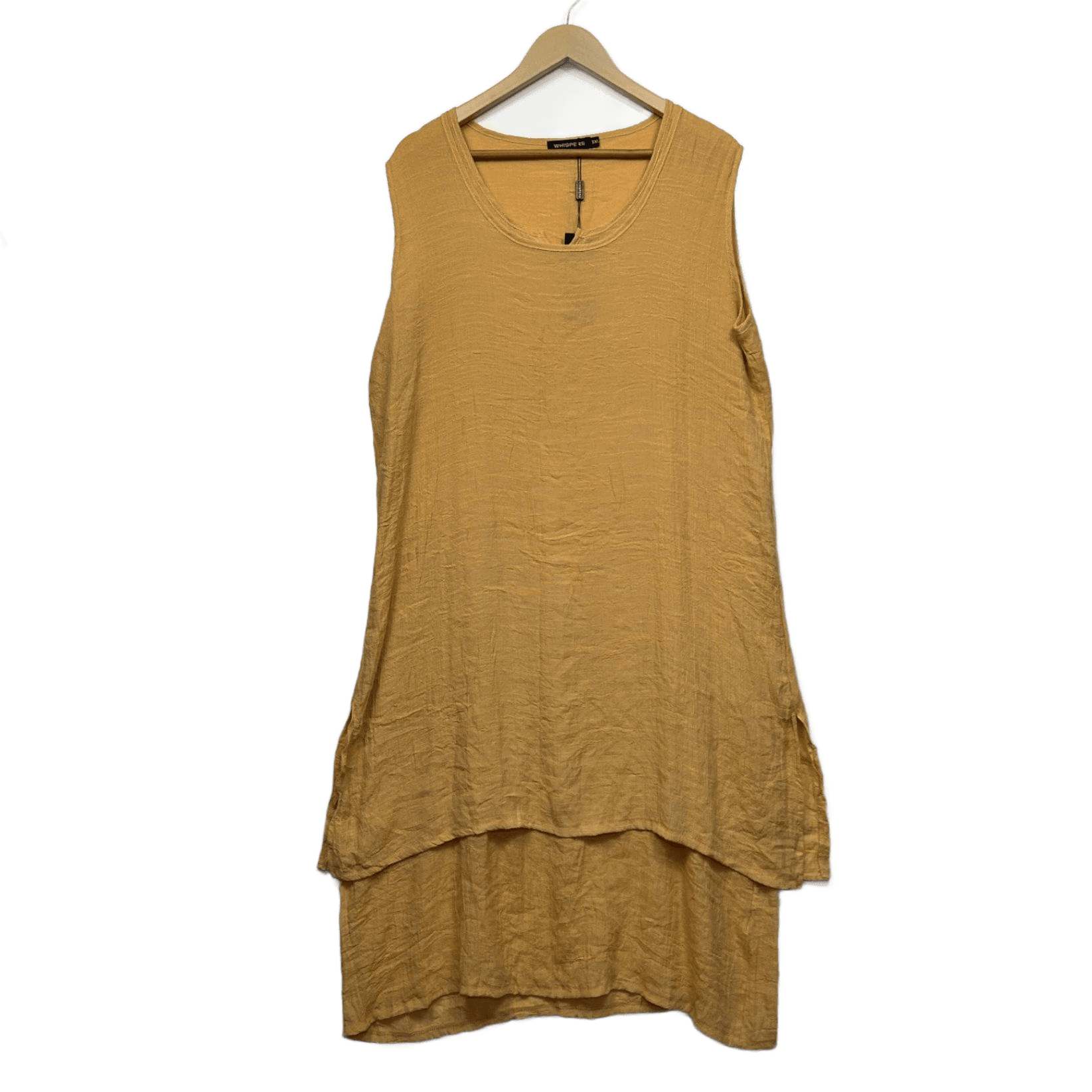 Whispers Womens Mustard Sleeveless Scoop Neck Layered Dress Size 2XL